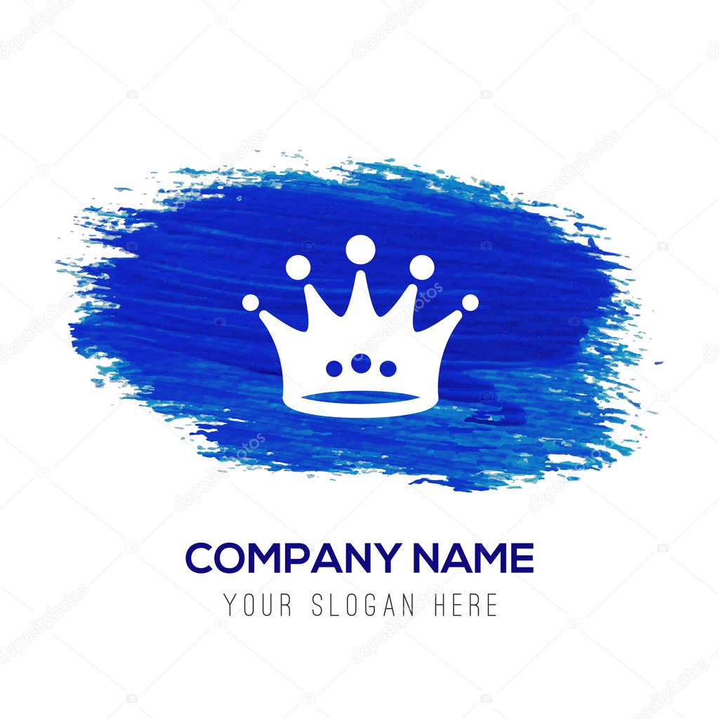 Business logo with crown icon on blue background, vector illustration