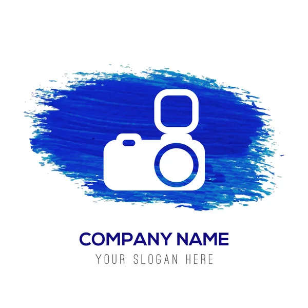 Foto-Kamera-Symbol in blauer Taste — Stockvektor