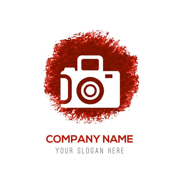 Icona della fotocamera fotografica sul rosso — Vettoriale Stock