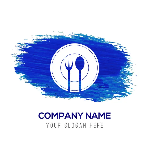 Tenedor y cuchara icono en azul — Vector de stock