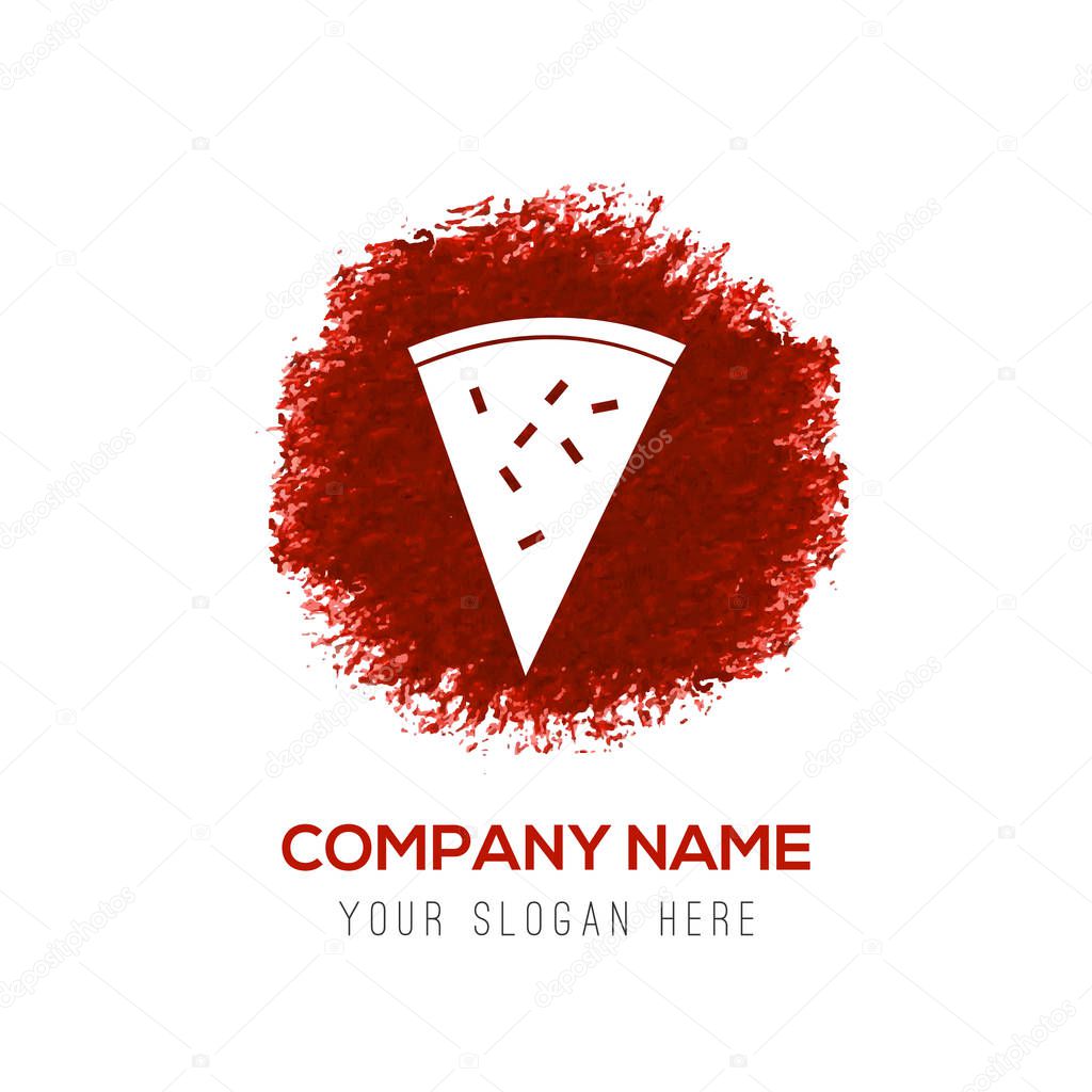 Business logo with pizza piece flat icon, vector illustration