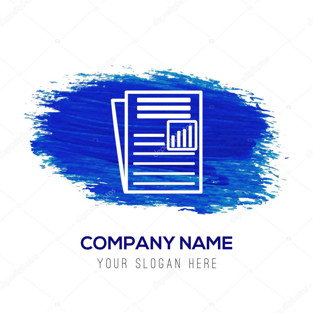 Business logo documents icon in blue button, vector illustration