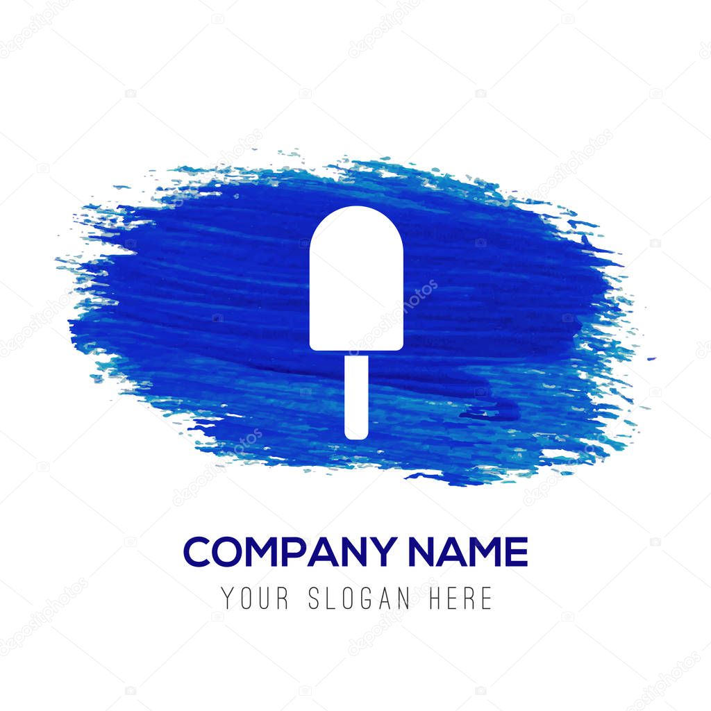 Business logo with ice cream icon on blue background, vector illustration