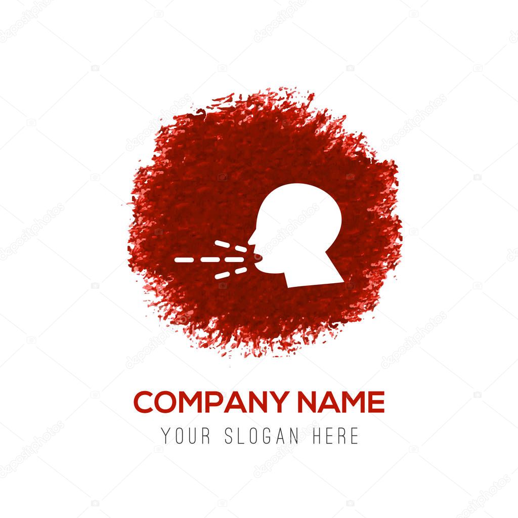 Business logo with coughing person flat icon, vector illustration