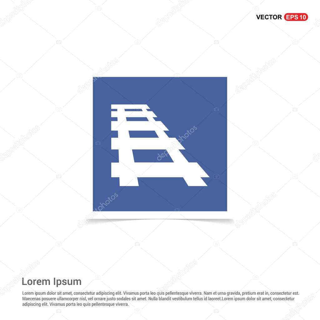Rails flat icon on blue photo card, vector illustration