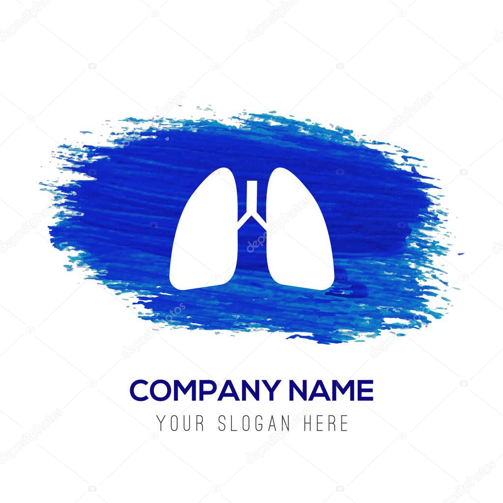 Business logo with lungs icon on blue background, vector illustration