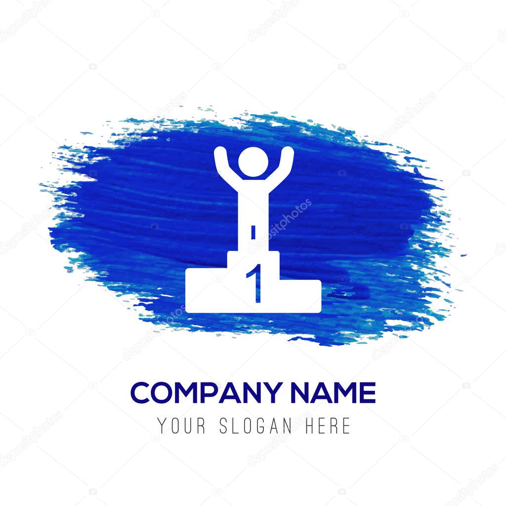 Business logo with Winner podium flat icon, vector illustration