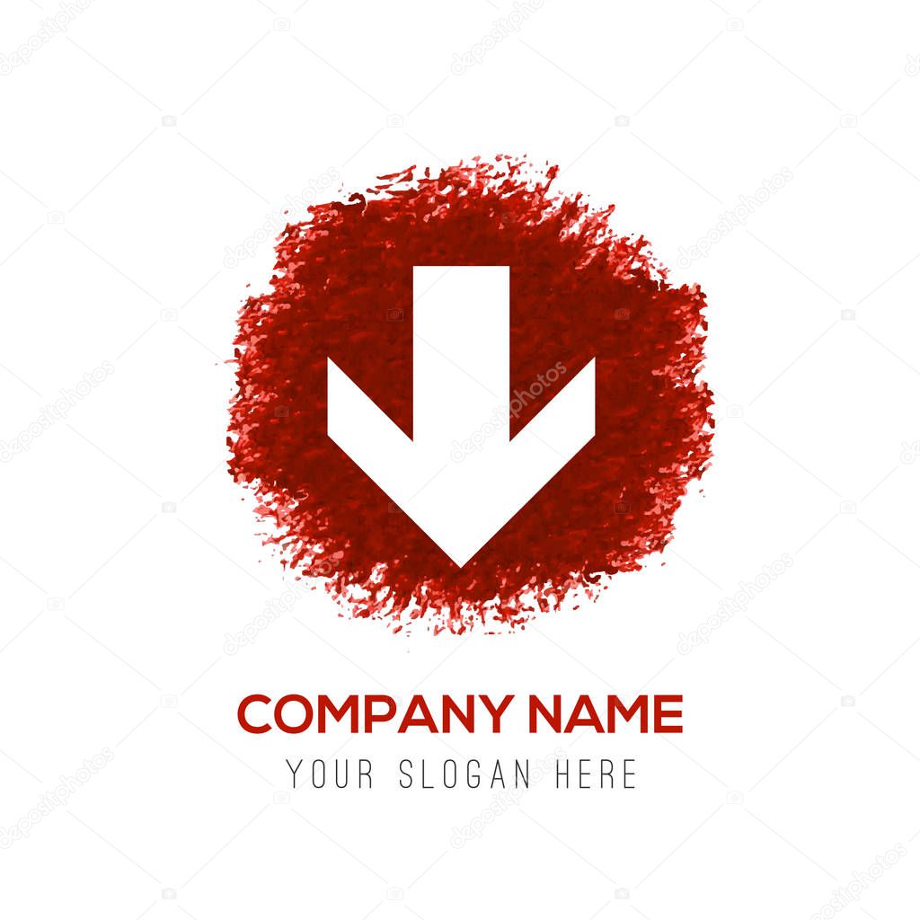 Business logo with Down arrow icon, vector illustration
