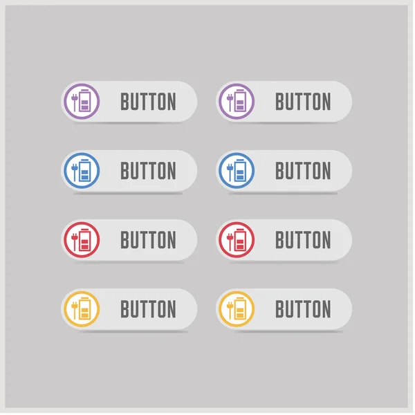 Battery charging button Icons — Stock Vector