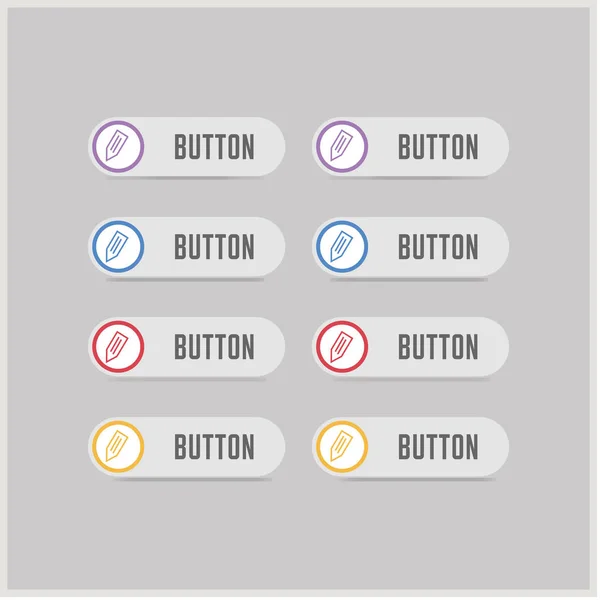 Diseño plano botones icono lápiz — Vector de stock