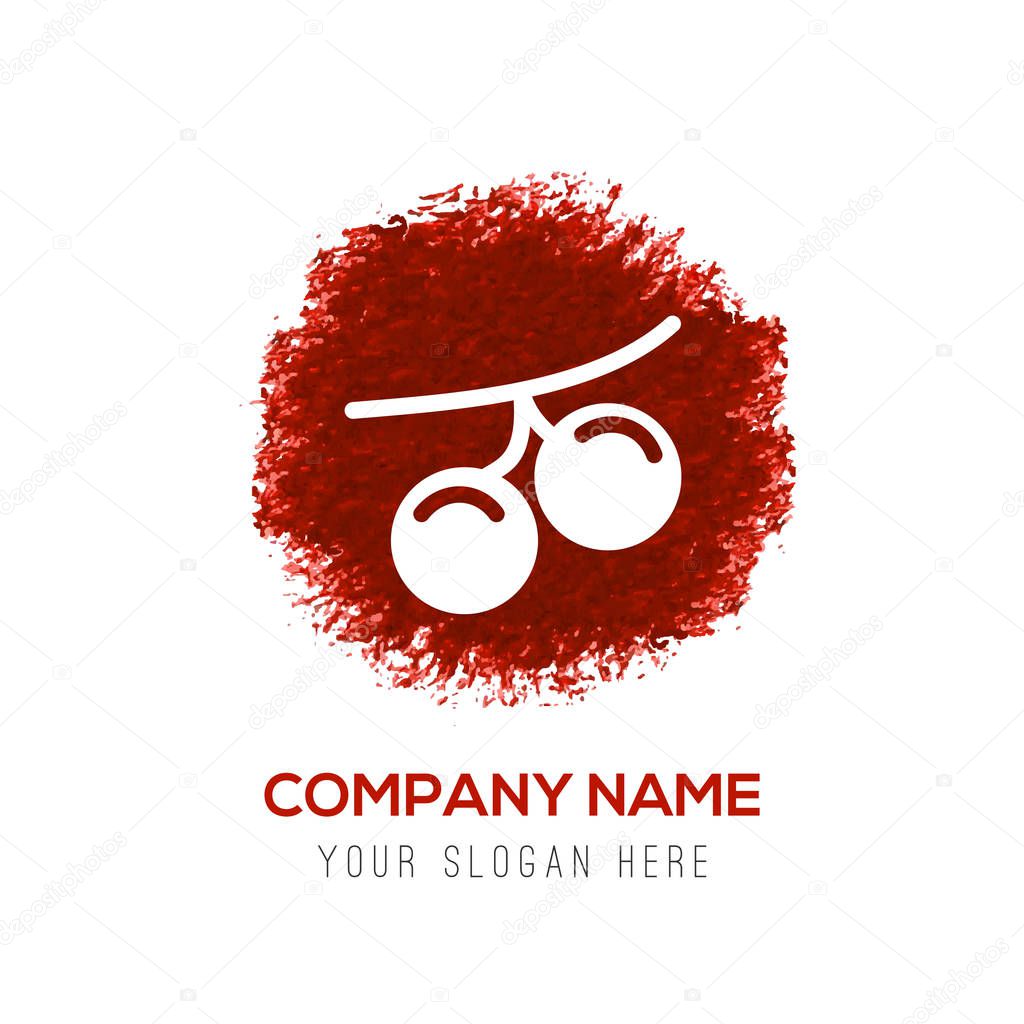 Business logo with cherry flat icon, vector illustration