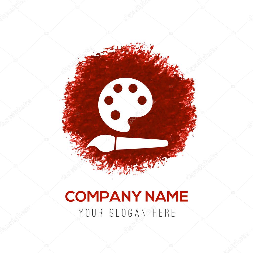 Business logo with painting brush and palette flat icon, vector illustration