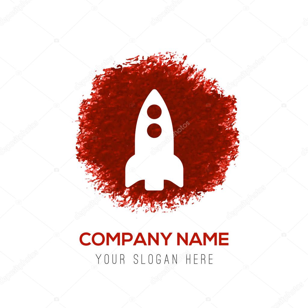 Business logo with rocket flat icon, vector illustration