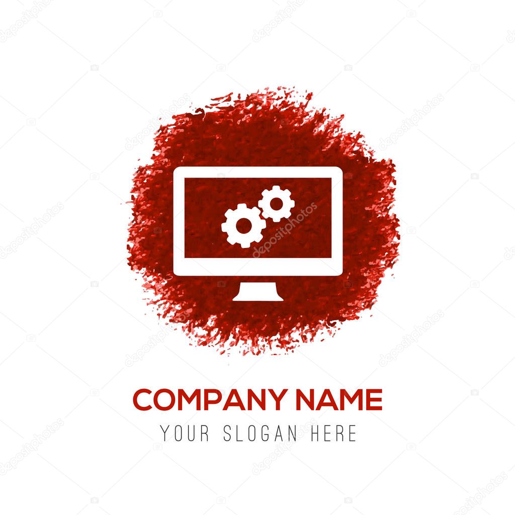 Business logo with screen flat icon, vector illustration