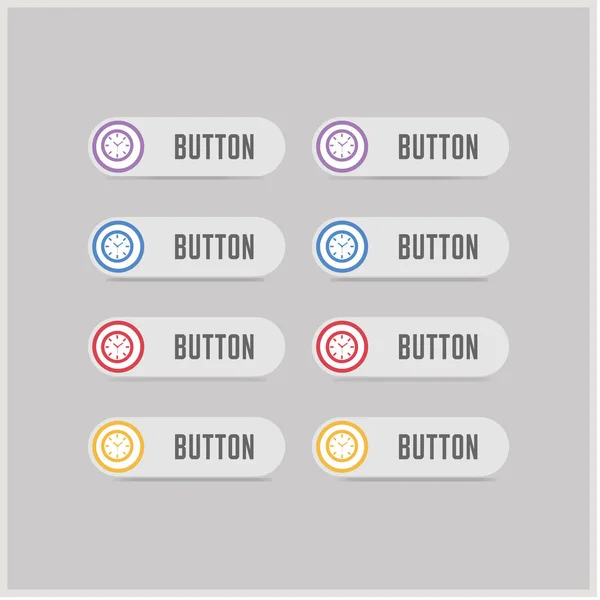 Iconos de botón de reloj — Vector de stock