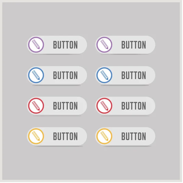 Botões de ícone de lápis de design plano — Vetor de Stock