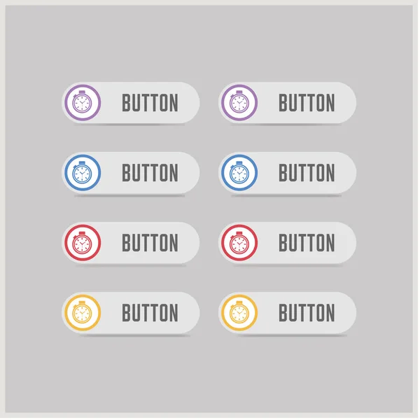 Iconos de botón de reloj — Vector de stock