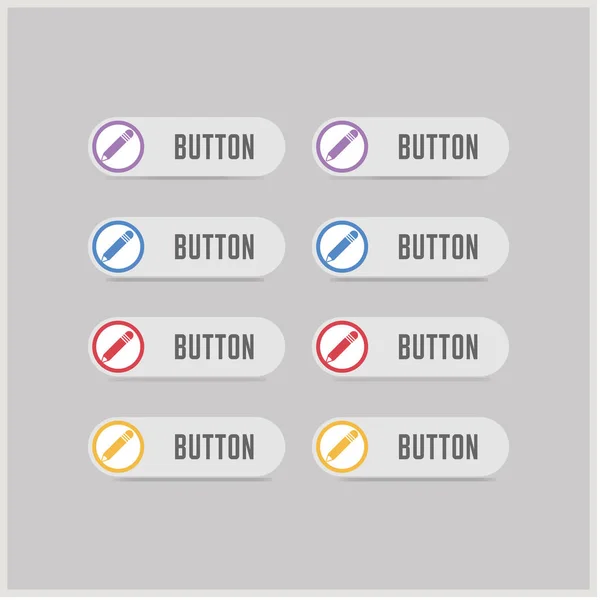 Plochý design tužka ikona tlačítka — Stockový vektor