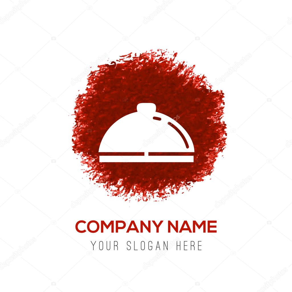 Business logo with restaurant dish flat icon, vector illustration