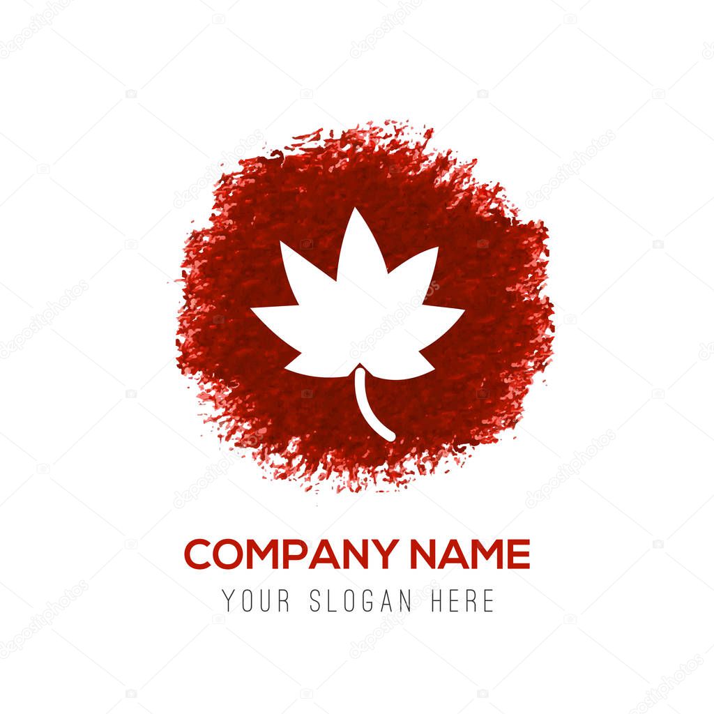 Business logo with maple leaf flat icon , vector illustration