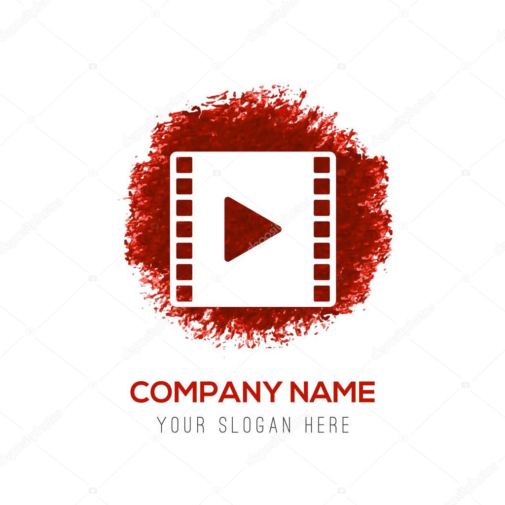 Business logo with video film flat icon, vector illustration