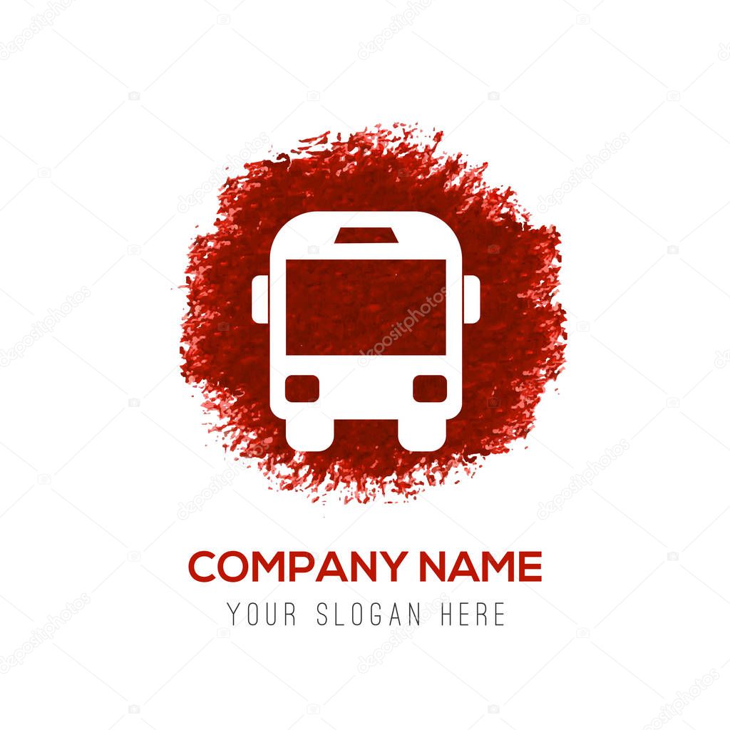 Business logo with bus flat icon, vector illustration