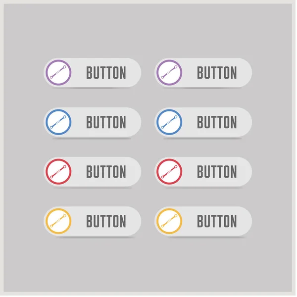 Llave inglesa botón iconos — Vector de stock