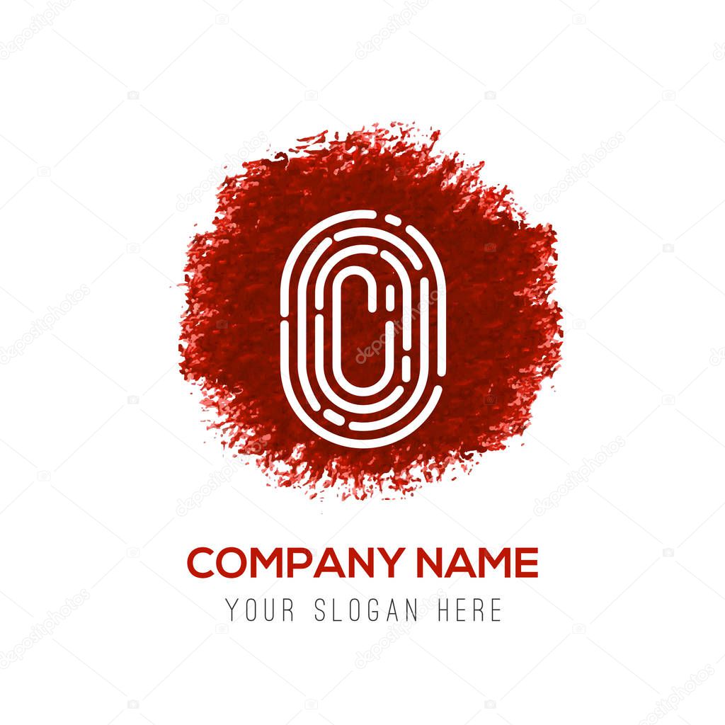 Business logo with fingerprint flat icon, vector illustration
