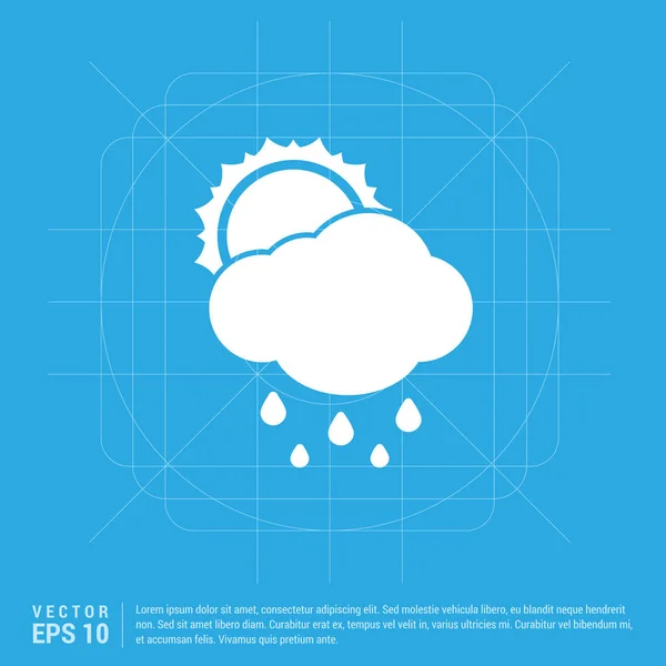 Güneş ve yağmur bulutu Weather simge — Stok Vektör
