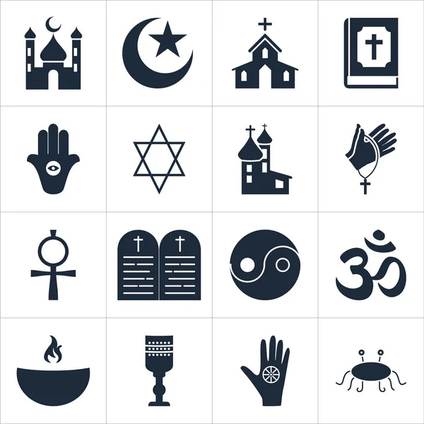 Uppsättning av religioner ikoner — Stock vektor
