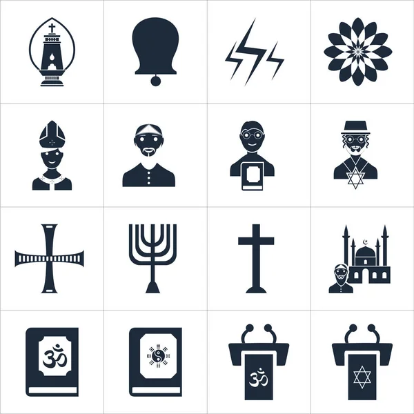 Conjunto de iconos de religiones — Vector de stock