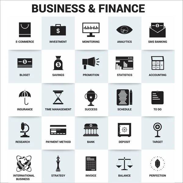 Biznes i finanse płaskie proste ikony — Wektor stockowy