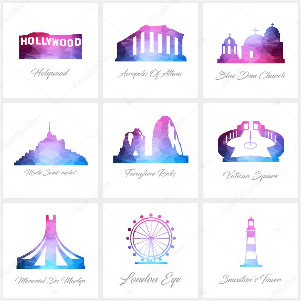 set of monument icons  