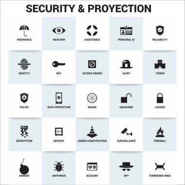 security and protection flat simple icons clipart