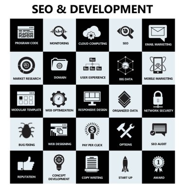 SEO ve geliştirme daire basit simgeler