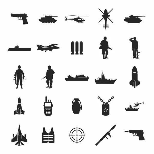 Conjunto dos ícones militares — Vetor de Stock