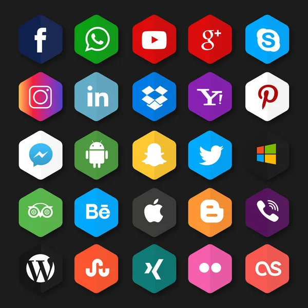 Conjunto de ícones web de redes sociais —  Vetores de Stock