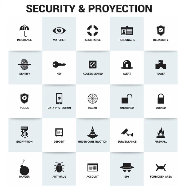 Security and protection flat simple icons — Stock Vector