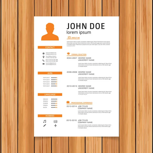 Resume template for job applications — Stock Vector