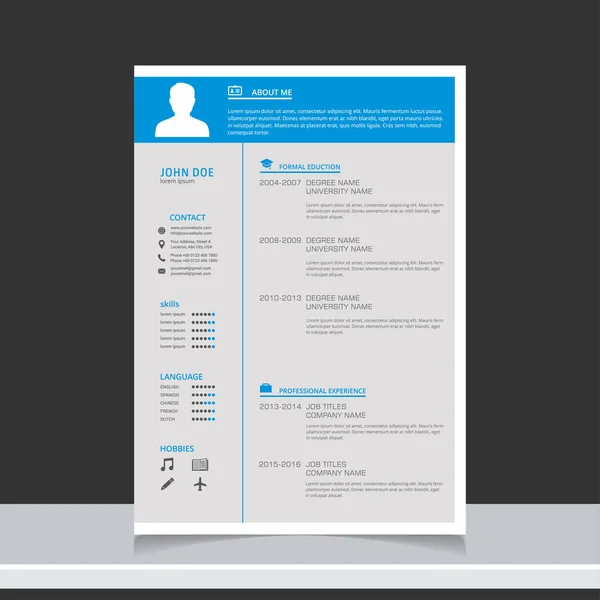 Modèle de CV pour les demandes d'emploi — Image vectorielle