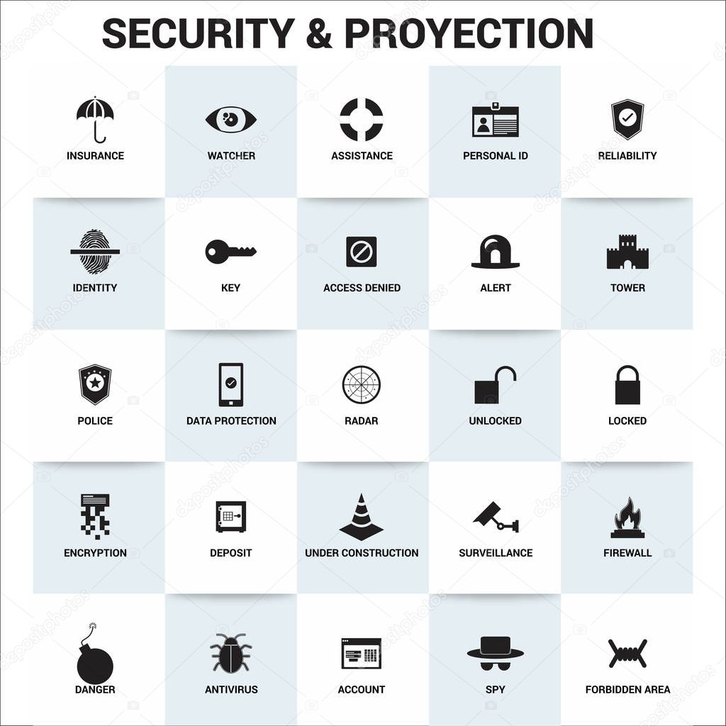 security and protection flat simple icons