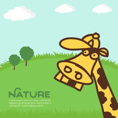 zürafa yeşil çayır üzerinde şapkalı