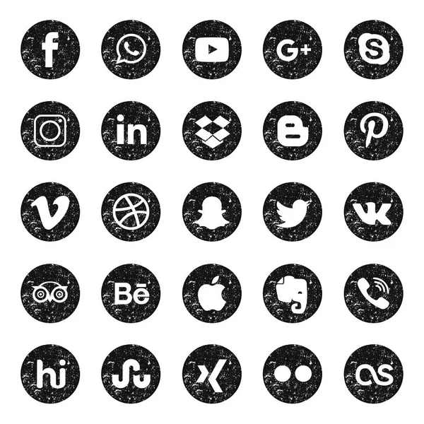 Conjunto de iconos web de redes sociales — Vector de stock