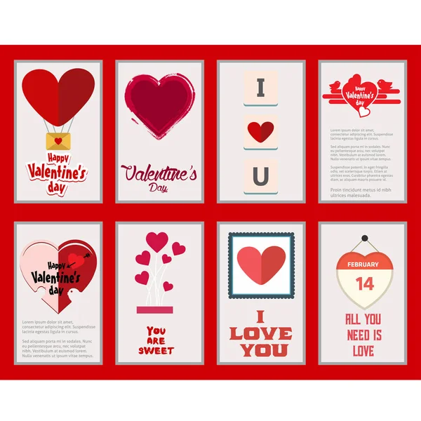 Conjunto de tarjetas de San Valentín — Vector de stock