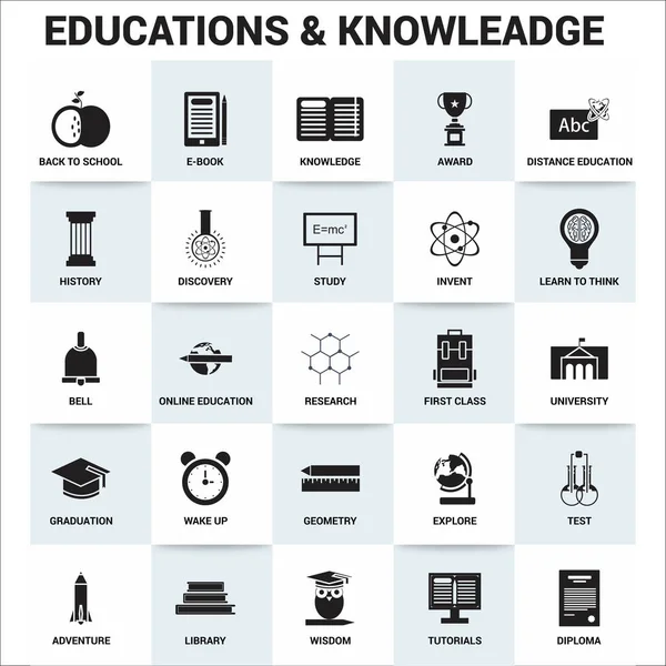 Bildung und Wissen flache einfache Symbole — Stockvektor