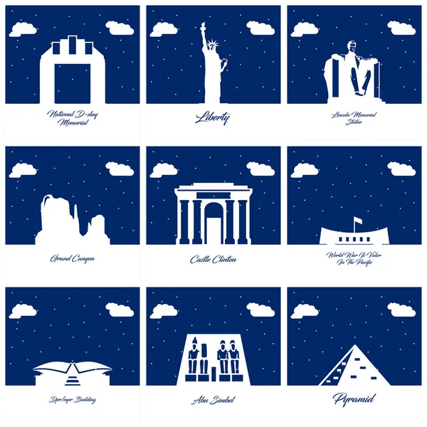 Conjunto de iconos de monumentos — Vector de stock