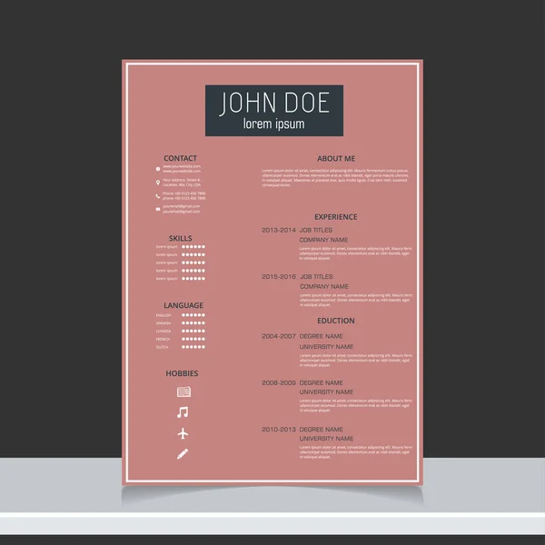 Resume template for job applications — Stock Vector