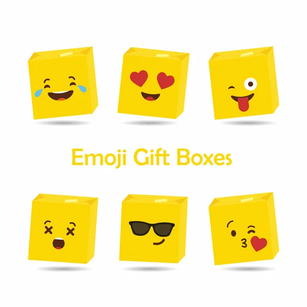 Conjunto de ícones caixas de presente emoticon — Vetor de Stock