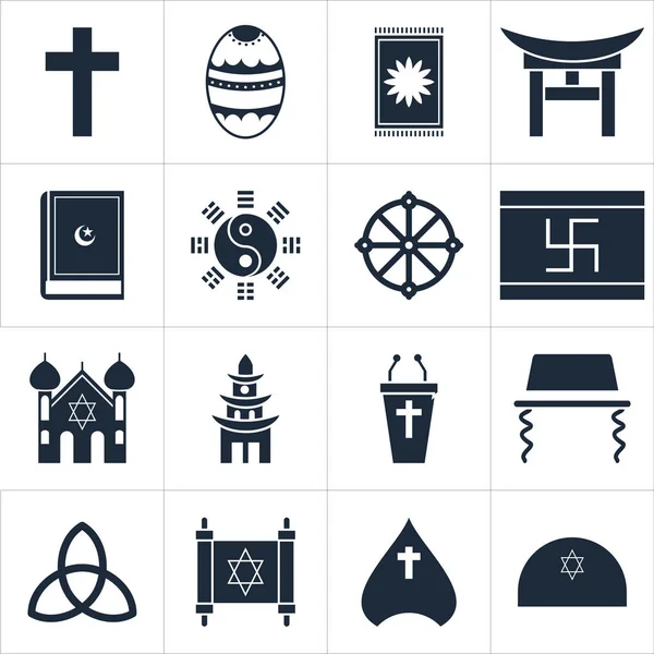 Conjunto de iconos de religiones — Archivo Imágenes Vectoriales