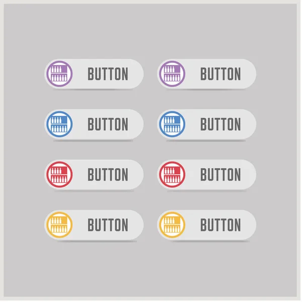 Botellas en los botones del icono del mostrador de barras — Vector de stock